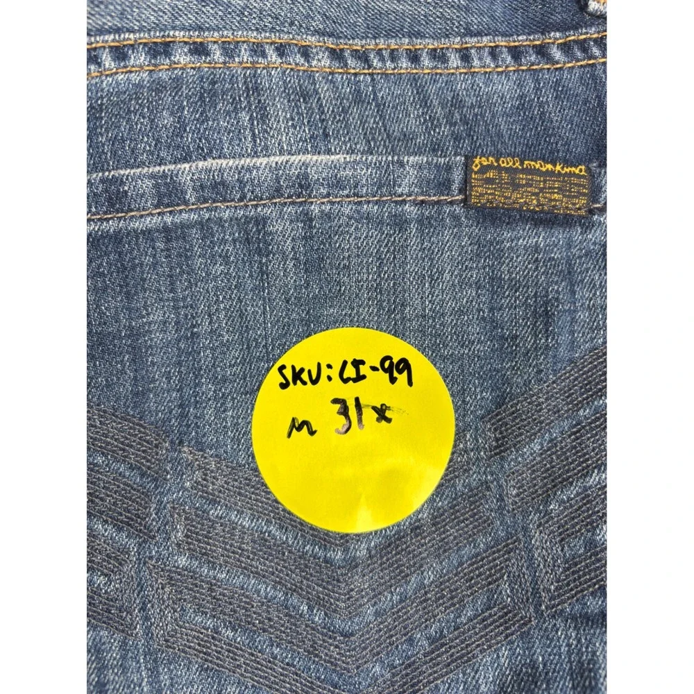 7 For All Mankind Mens 31x31 Standard Straight Leg Blue Cotton Button Fly Jeans